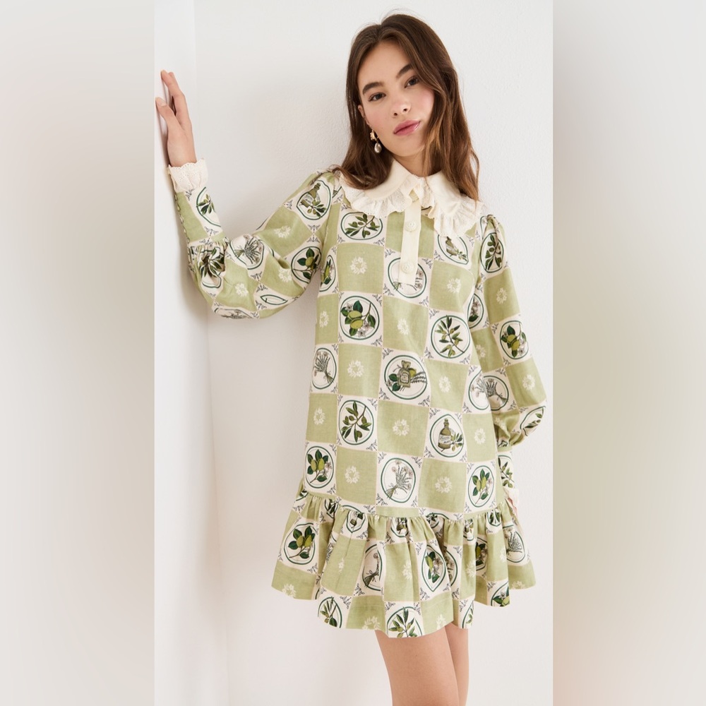 ALEMAIS sofia Green Floral Dress